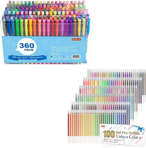 Shuttle Art Gel Pens Bundle 360 Pack Gel Pens Set 180