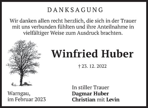 Traueranzeigen Von Winfried Huber Trauer Merkur De