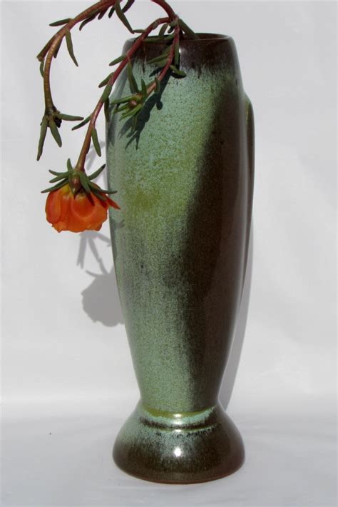 Frankoma Pottery Crocus Vase Prairie Green Glaze Mold 43 Red Etsy
