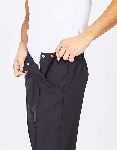 Adaptive Elastic Waist Pants With Pockets And Decorative Zipper Opening On Each Side Snap