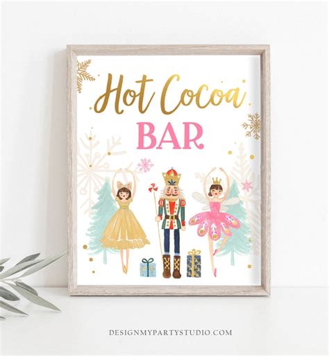 Hot Cocoa Bar Sign Nutcracker Birthday Decor Hot Chocolate Sign Girl Sugar Plum Fairy Pink