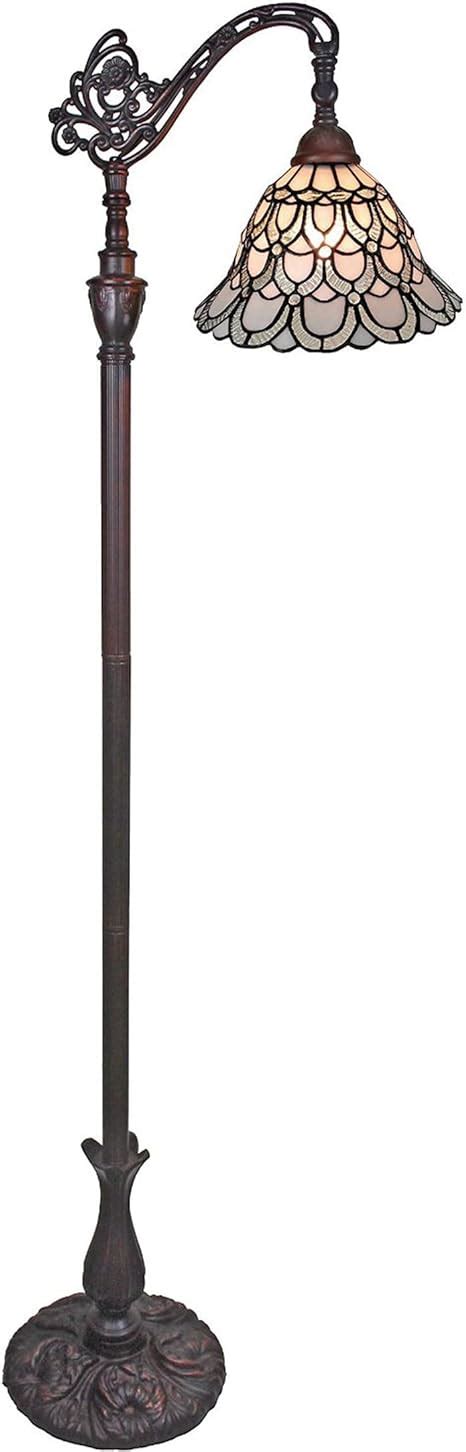 Amora Tiffany Floor Lamp Torchiere Arched Style Peacock Floor Lamp 62” Tall Peacock Floor