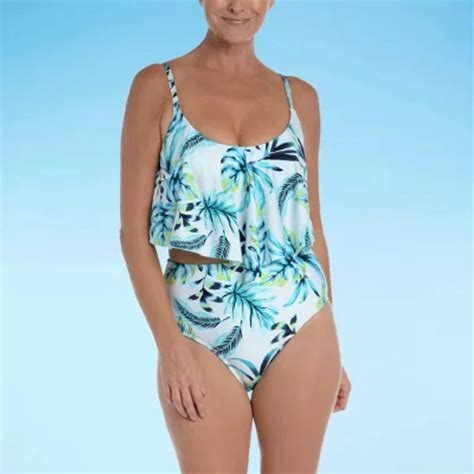 Sonnet Shores Removable Cup Leaf Flounce Bikini Swimsuit Top Plaza