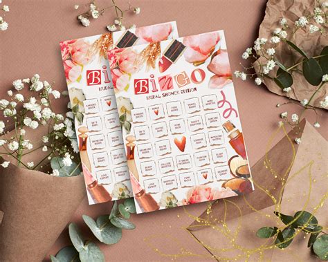 Printable Bridal Shower Bingo Game Cards Wedding Party Game Bridal