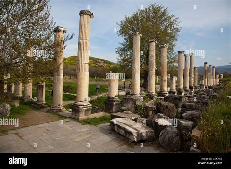 Turkey Aphrodisias Agora South Portico Of Tiberius Stock Photo Alamy