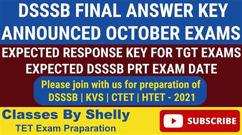 DSSSB OCTOBER EXAM FINAL ANSWER KEY DSSSB RESPONSE KEY YouTube