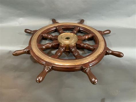 Eight Spoke Ships Wheel With Solid Brass For Sale At 1stdibs
