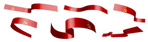 Набор праздничных лент флаг советского союза ссср развевается на ветру ...