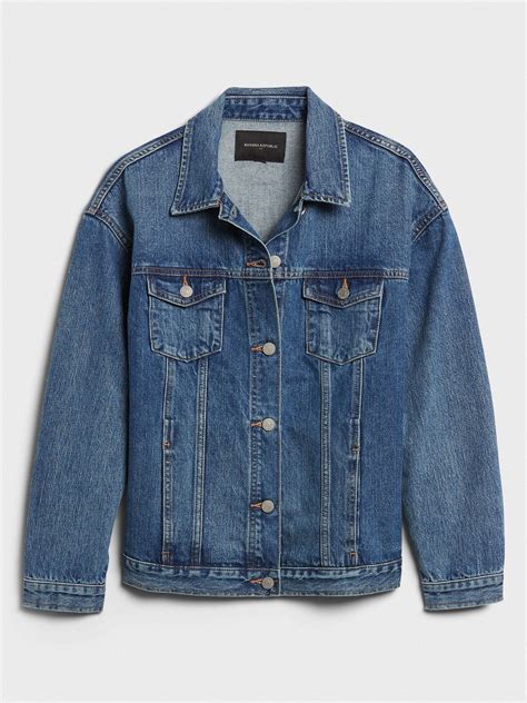 Oversized Medium Wash Denim Jacket Banana Republic Factory