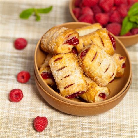 Raspberry Strudel Bites Stock Photo Image Of Gold Danish 36775088