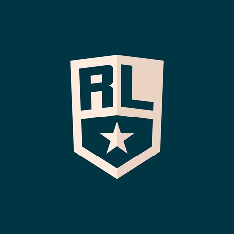 initial rl logo star shield symbol  simple design  vector