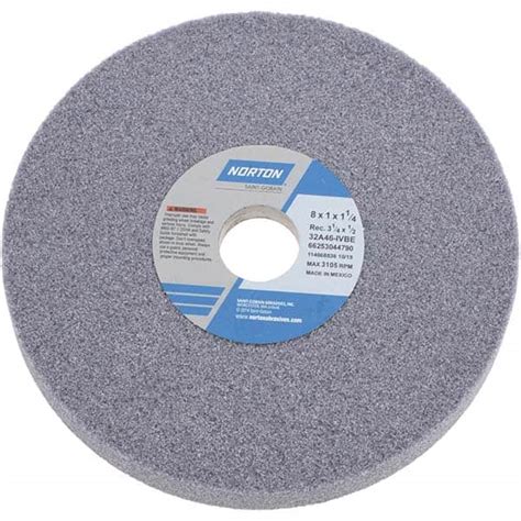 Norton Surface Grinding Wheel 8 Dia 1 Thick 1 14 Arbor 46 Grit Msc Direct