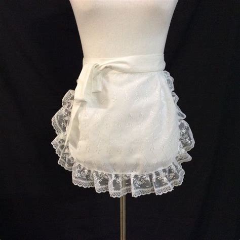 Sale 10 Small White Apron With Lace Ruffle Costume White Etsy