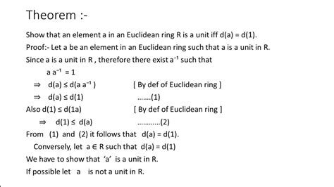 Some Theorems Based On Euclidean Rings Youtube