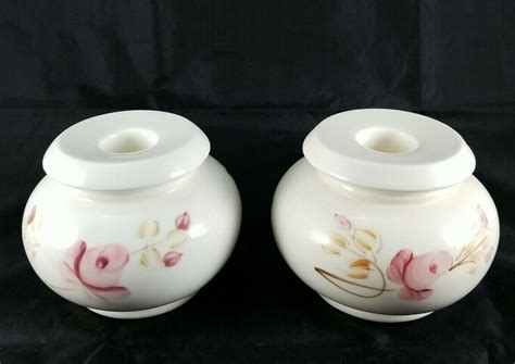 Vintage Homco Candle Holder Pink Roses Home Interior Set Of 2 Ebay