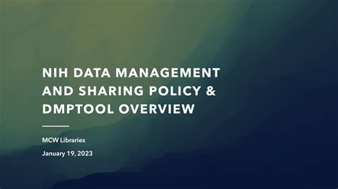 Nih Data Management And Sharing Plan And Dmptool Overview Youtube