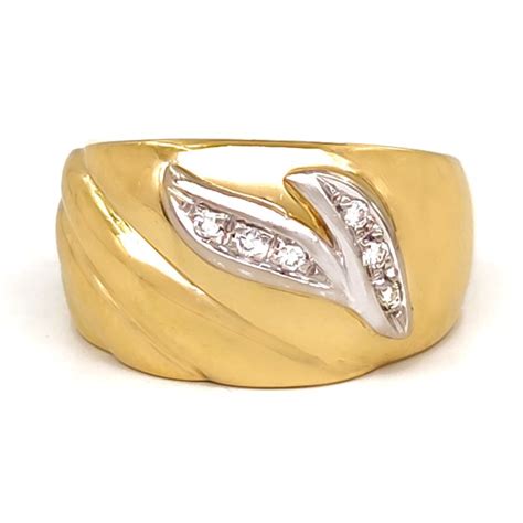 18 Kt White Gold Yellow Gold Ring 0 09 Ct Diamonds Catawiki