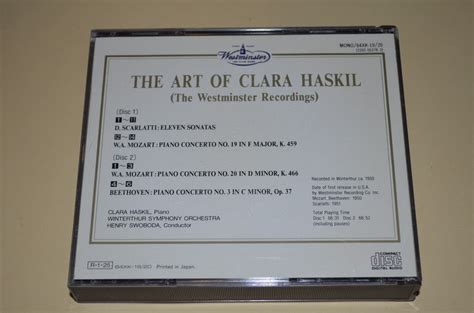 The Art Of Clara Haskil Westminster Recordings Made In Japan 2CD