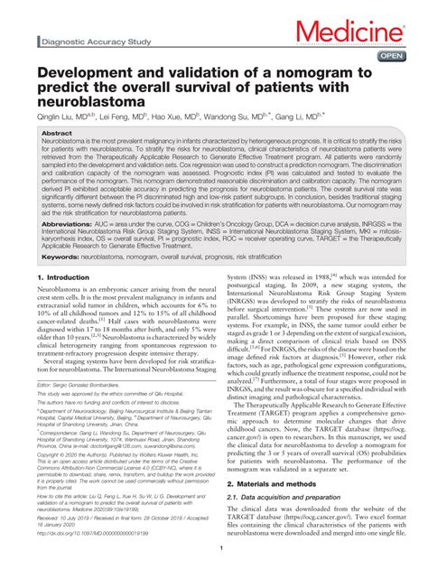 Pdf Development And Validation Of A Nomogram To Predict The Overall Survival Of Patients With