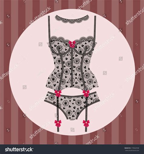 Collection Vintage Lingerie Lace Corset 스톡 벡터 로열티 프리 179042558