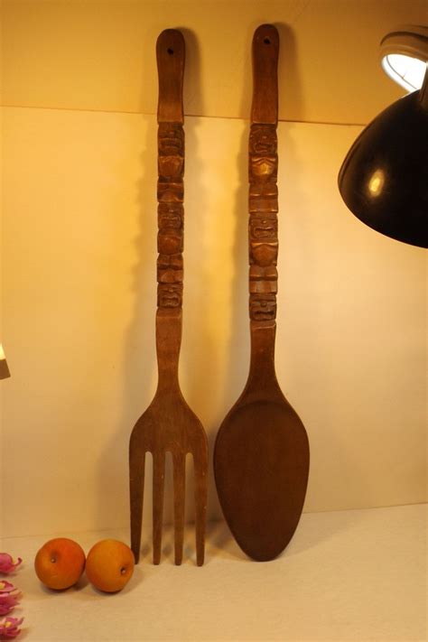 Unique Wooden Wall Decoration Cutlery Large Decorative Carved Wood