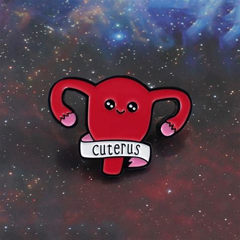 Lovely Cuterus Uterus Enamel Pin Uterine Badge Reverse Butterfly Clutch