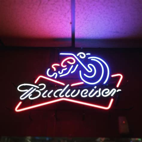 Custom Budweiser Motocycle Neon Sign Real Neon Light Cute Neon Signs