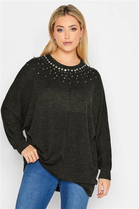 Grey Plus Size Sequin Tops Yours Clothing