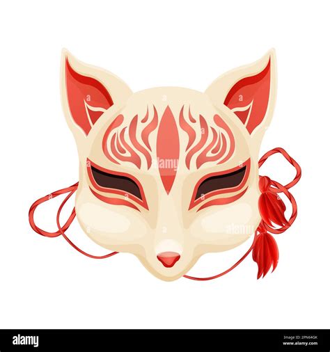 Kitsune Folklore Japan Mask Asian Mythology Mascot Fox In Cartoon