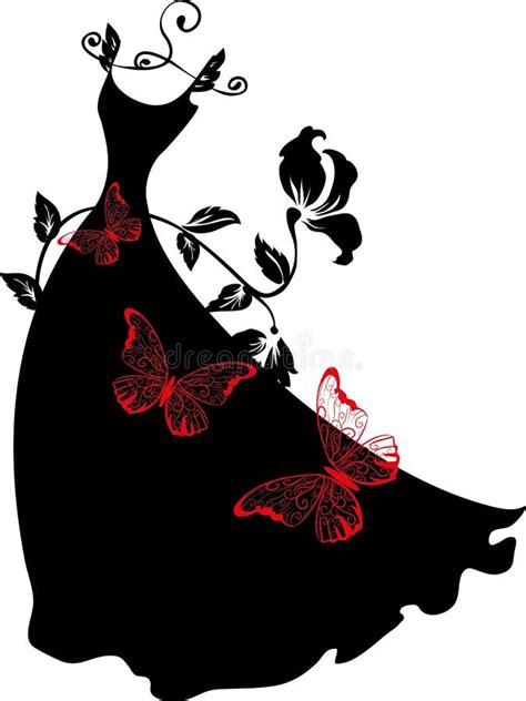 Silueta Elegante Mujer Hermosa Con Las Flores Ilustración del Vector