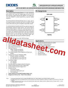 AP63203WU 7 数据表 PDF Diodes Incorporated