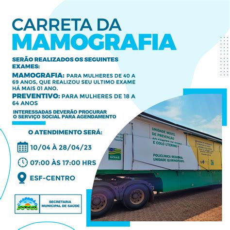 Carreta Da Mamografia Realizar Exames Gratuitos Em Chapad O Do C U