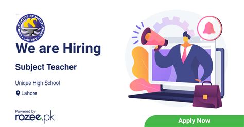 Subject Teacher Job Lahore Unique High School Rozeepk