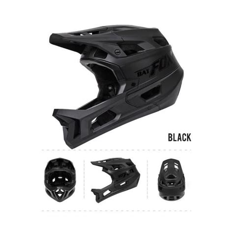 Casque de vélo intégral BATFOX pour adultes VTT DH Motocross Noir