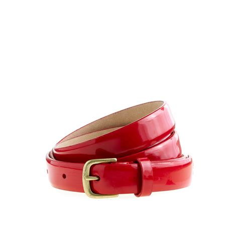 Jcrew Patent Leather Skinny Belt In Red Lyst