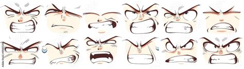 manga style face expression set cartoon emotion isolate clipart white ...