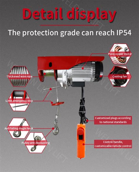 Micro Electr Small Hoist Motor V European Electric Winch Hoist Ton