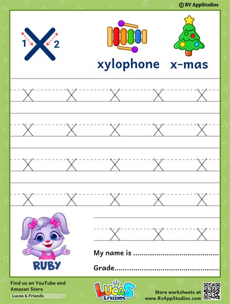Lowercase Letter x Tracing Worksheets | Trace Small Letter x Worksheet 