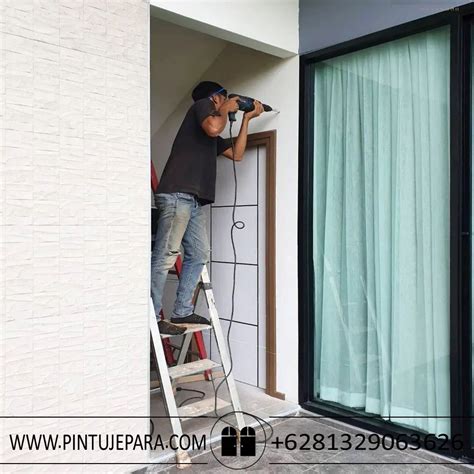 Jual Pintu Kayu Jati Minimalis Sliding Daun Tunggal Salur PJ 216