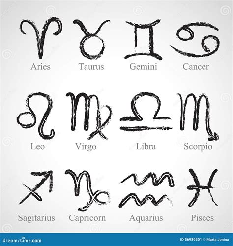 Sketch set - zodiac signs stock illustration. Illustration of aquarius ...