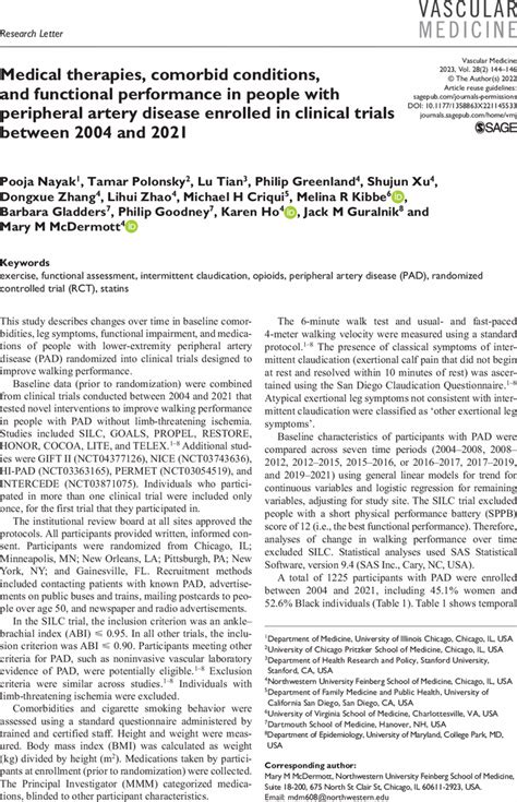 Medical Therapies Comorbid Conditions And Functional Performance In