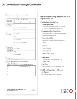 Fillable Online Crs Controlling Person Tax Residency Self Certification