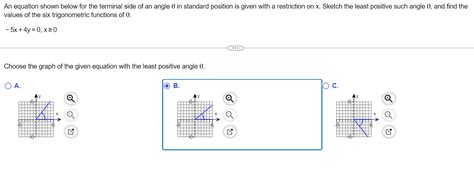 Solved An Equation Shown Below For The Terminal Side Of An Chegg