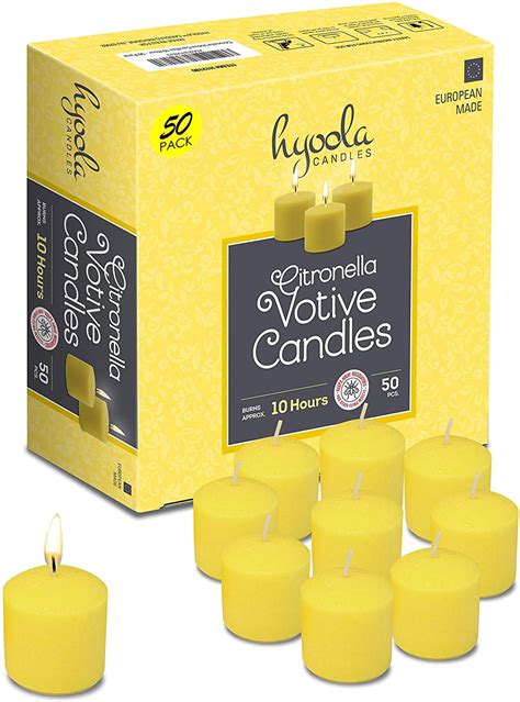 Hyoola 10 Hour Citronella Scented Votive Candles Indoor Outdoor Patio Mosquito Repellant 50