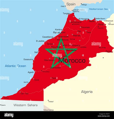 Abstract Vector Color Map Of Morocco Country Colored By National Flag