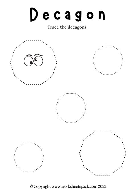 Free Decagon Shape Tracing Worksheet Printable And Online Worksheets