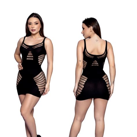 Mini Vestido em Arrastão Ref Y2138 Sensual Center Sex Shop São Carlos