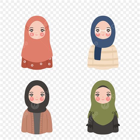 Girl Wearing Hijab Png Picture Cute Muslim Girl Avatar Bundle Wearing Hijab Illustration In