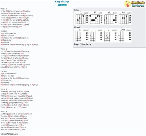 Hợp âm: King of Kings - cảm âm, tab guitar, ukulele - lời bài hát | chords.vip