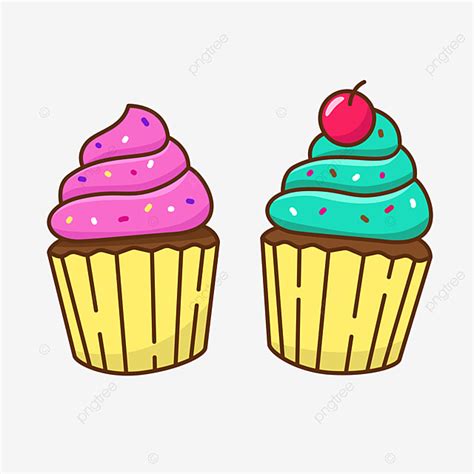 Dos Ilustraci N De Vector De Cupcake En Estilo De Dibujos Animados